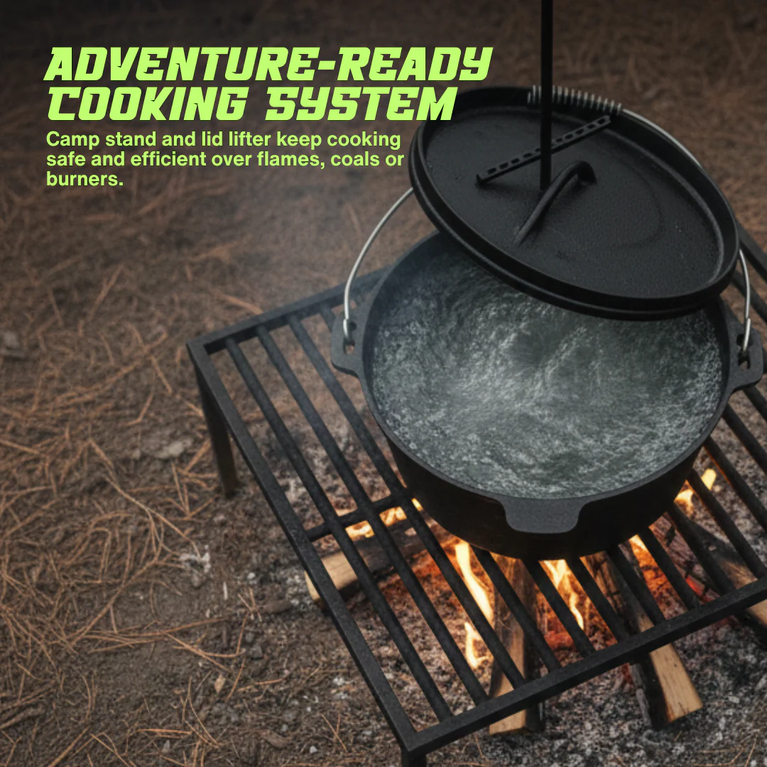 10pc Cast Iron Campfire Cook Set - Image 8