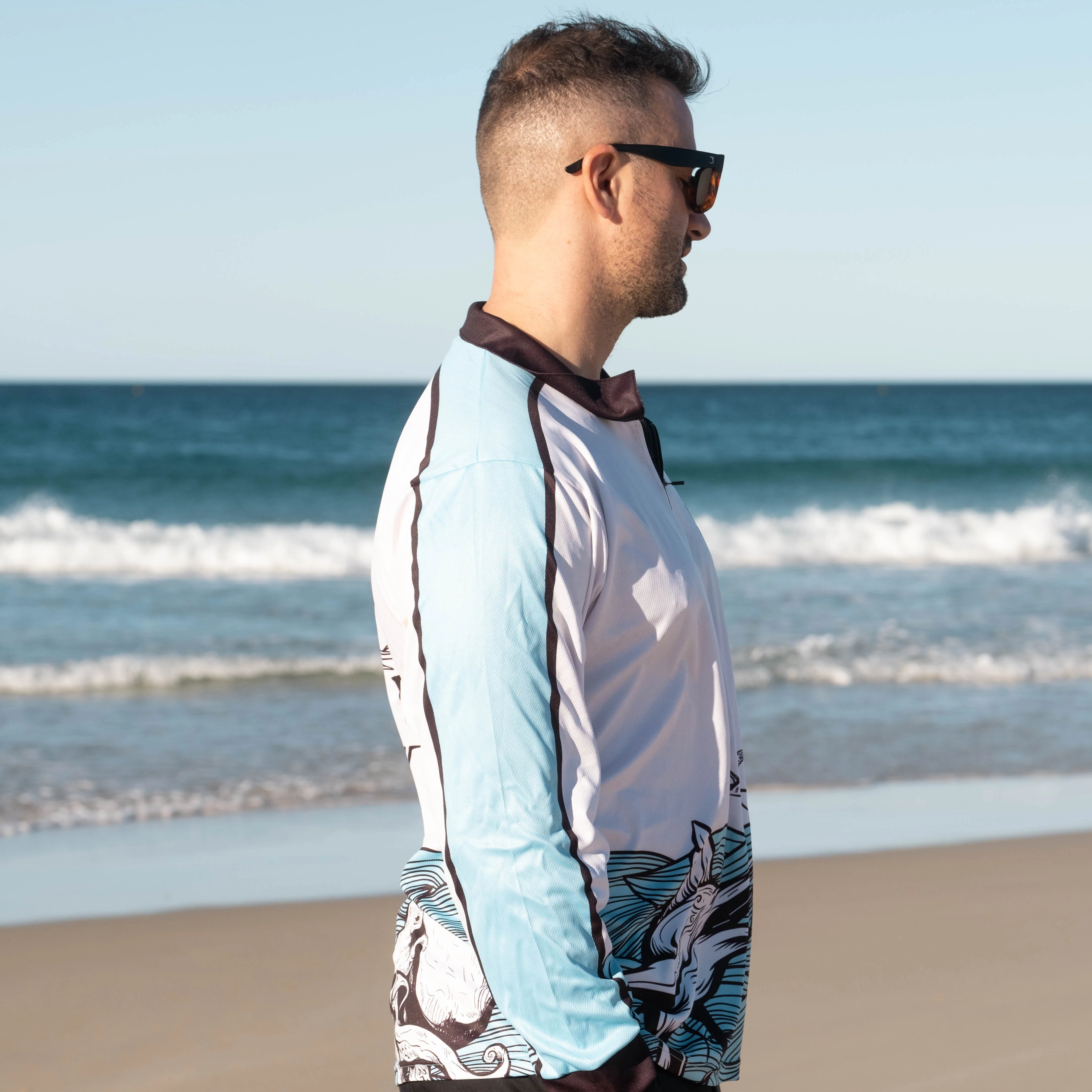Salty Captain Fishing Shirt - Blue/White - Image 3