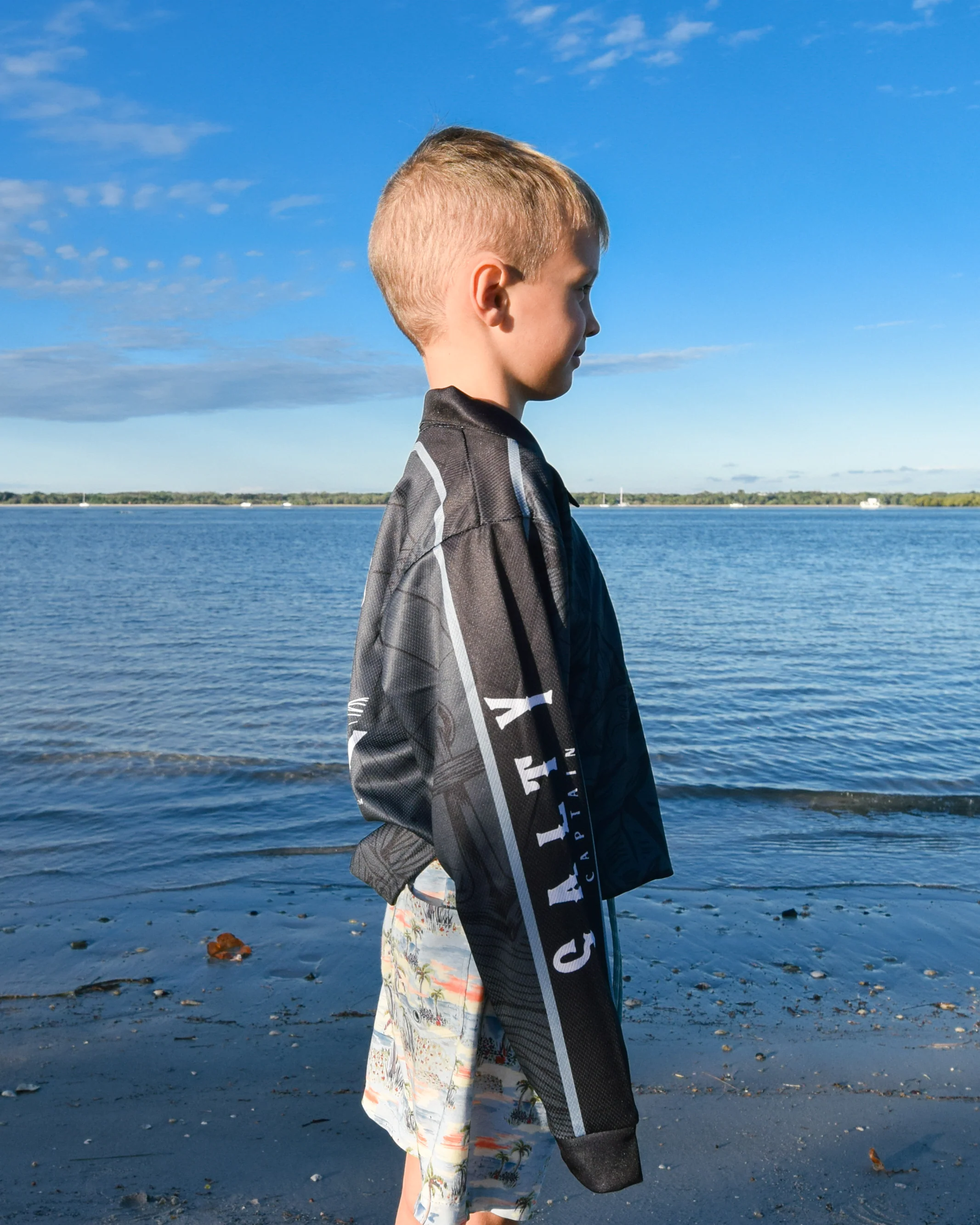 Salty Captain Fishing Shirt - Kids - Grey/Black - Image 3